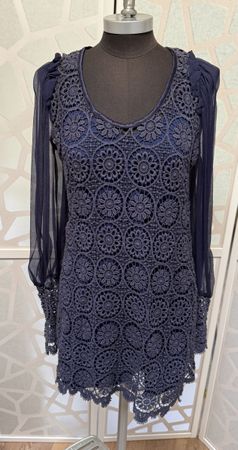 Great dark blue lace dress with slip. EUR36/UK8
