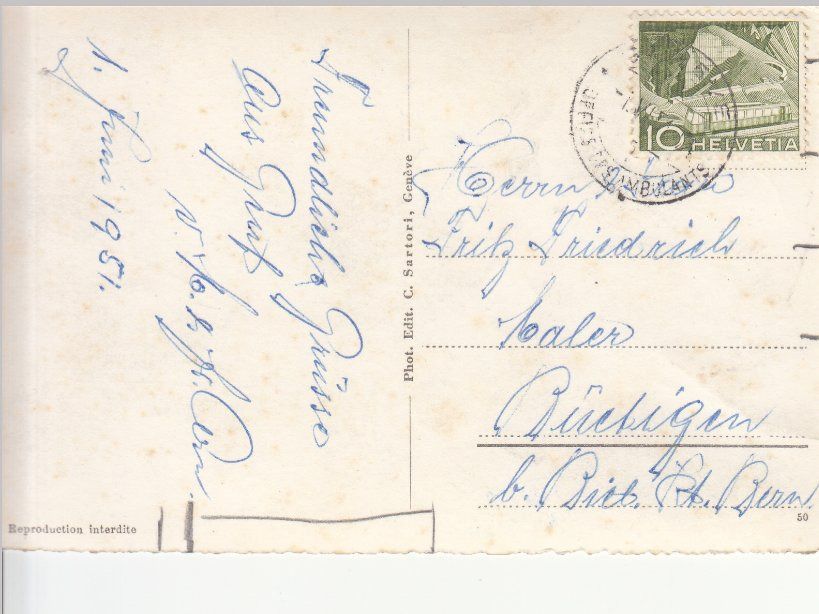 Cartoline postali: Genève 1954 – Usato da Bürglen TG venduto da StampGraf 1