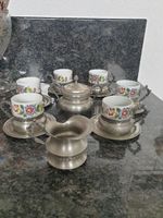 Antikes Kaffee/Tee Set: Porzellan + Zinn