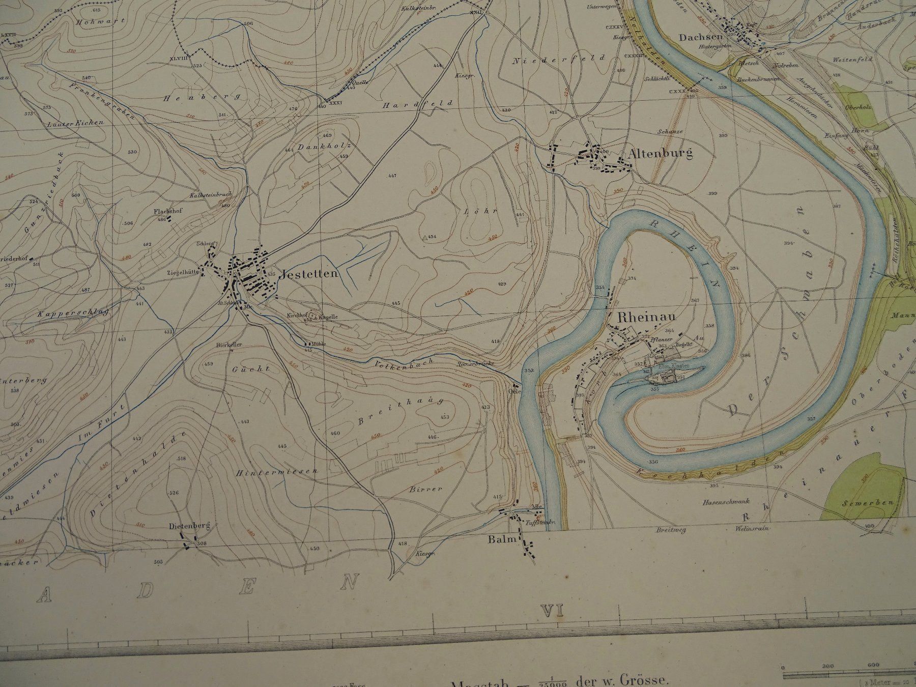 Cartine & Atlanti: RHEINAU, BENKEN, DACHSEN,  1865 – Usato da Grüningen venduto da Kartensammler 8