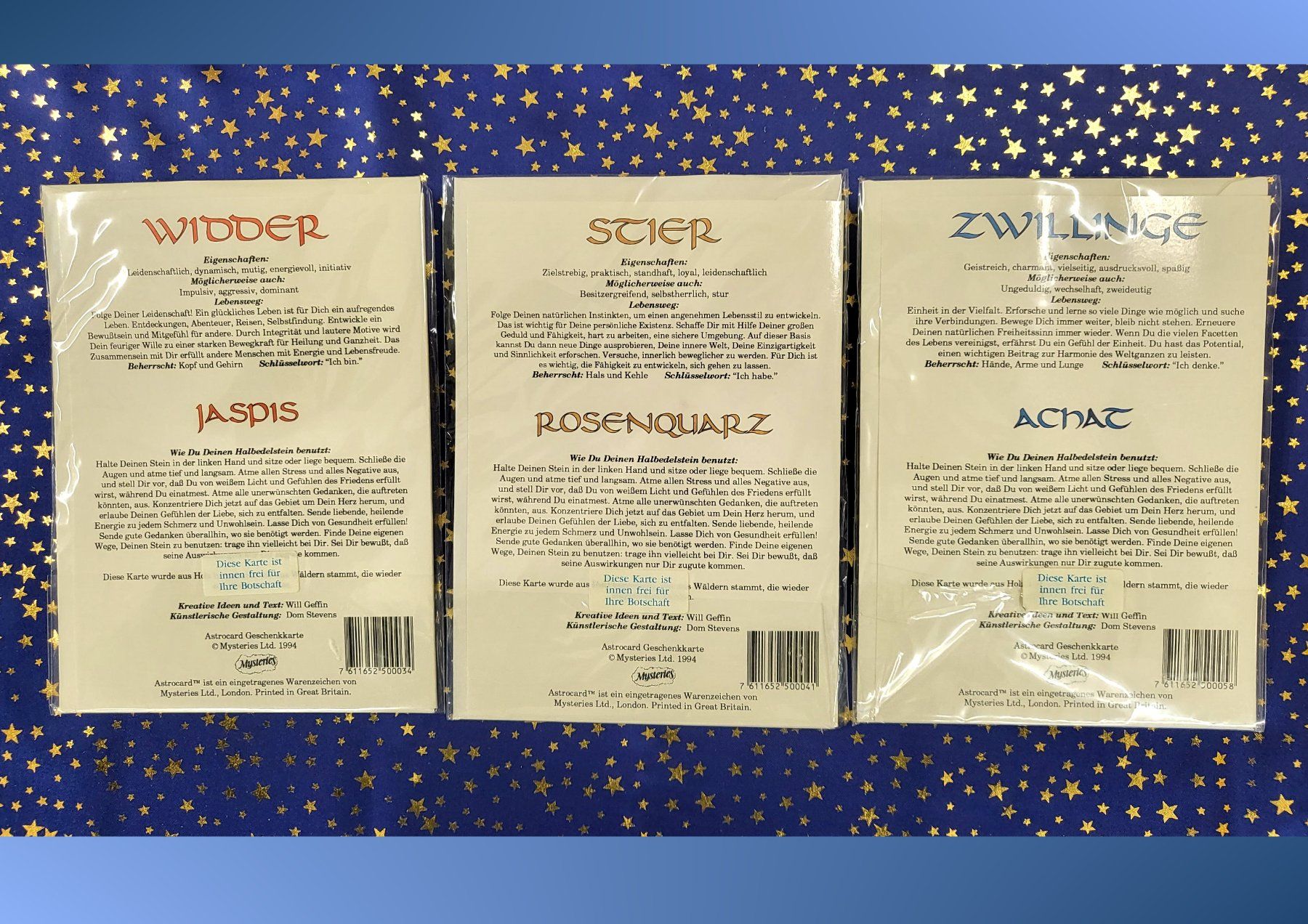 Cartoline: Sternzeichen-Kartenset mit Halbedelsteinen : 12er - Set – Nuovo e nell'imballaggio originale da Linden venduto da Mb2bb 3