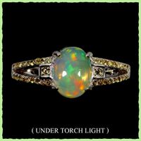 ♛ Opal / gelbe Saphire 925 Silberring