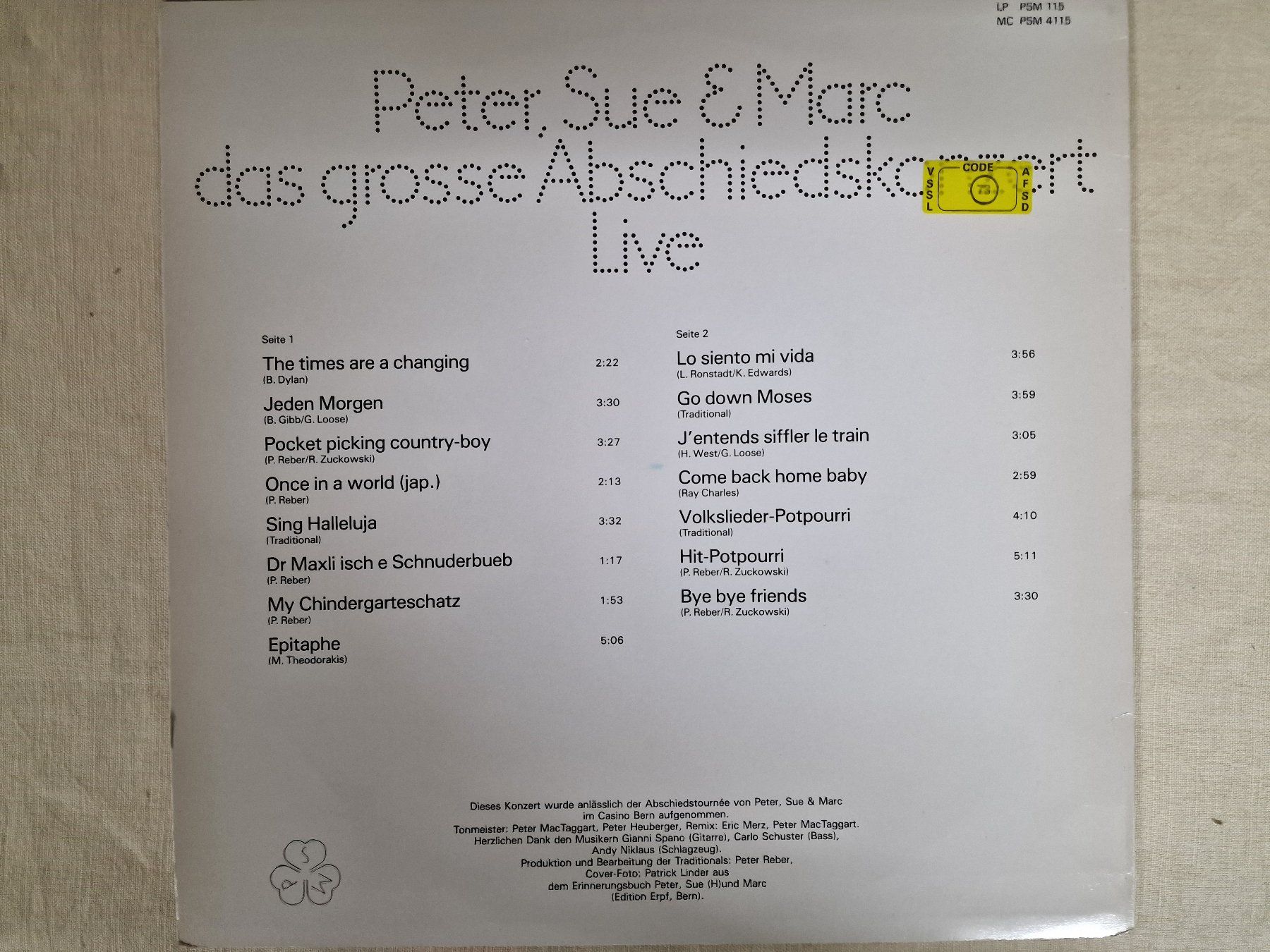 Dischi in vinile: Peter, Sue & Marc LP – Das Grosse Abschiedskonzert – Usato da Root venduto da atelier22 1