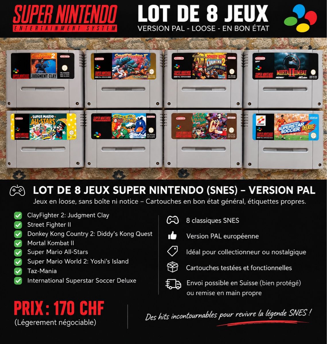 Nintendo Giochi: Jeu SNES (loose) – Usato da Gollion venduto da nun_tcl6