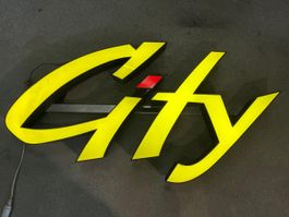 Leuchtreklame "CITY" 130cm, gelb/schwarz