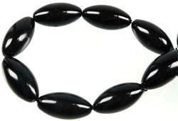 Glasperle oval  schwarz     16x8mm
