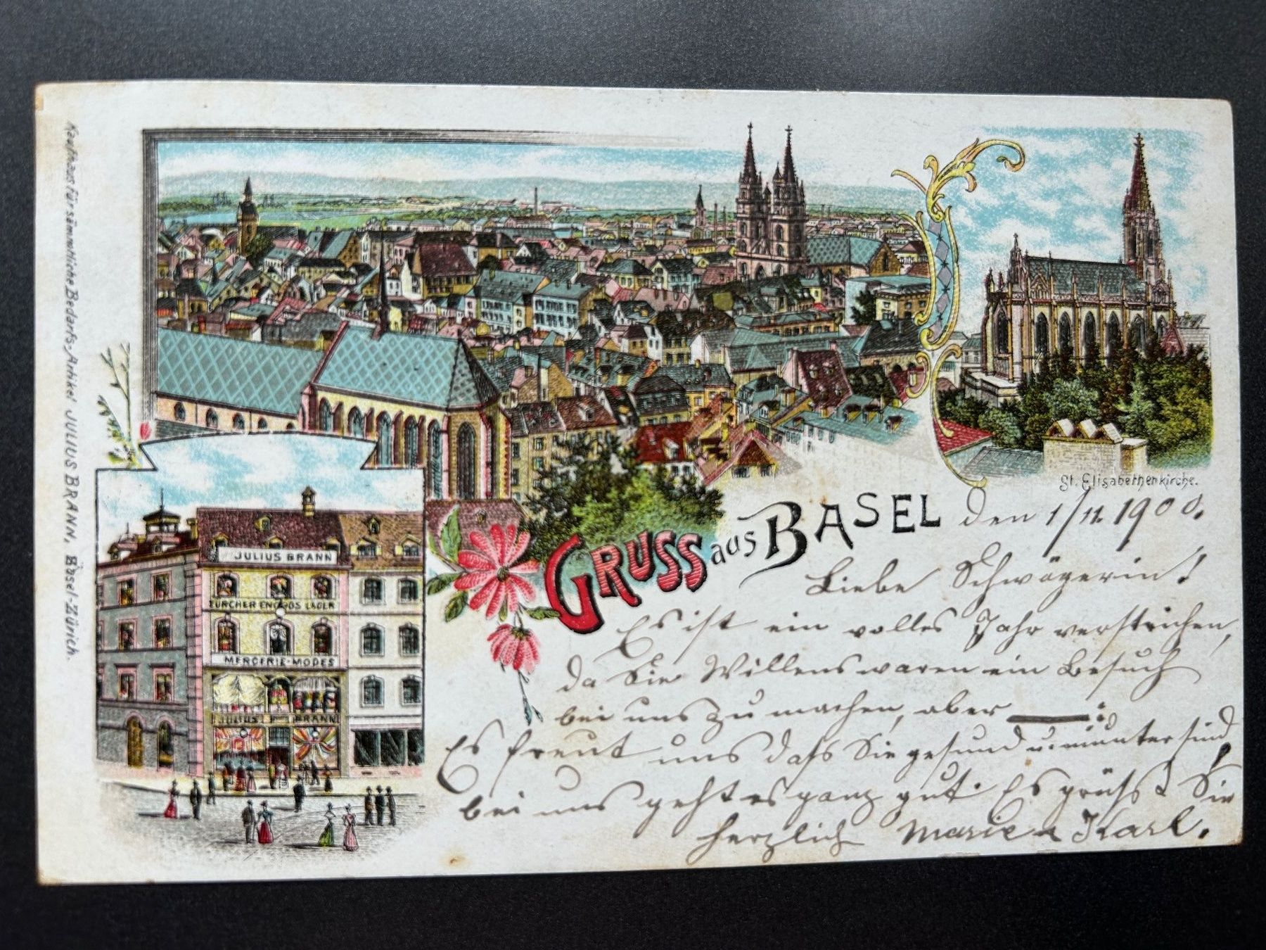 Grafica & Litografie: 2 AK Litho Basel 1900 + 1903 – Usato da Untervaz venduto da buesmig 2