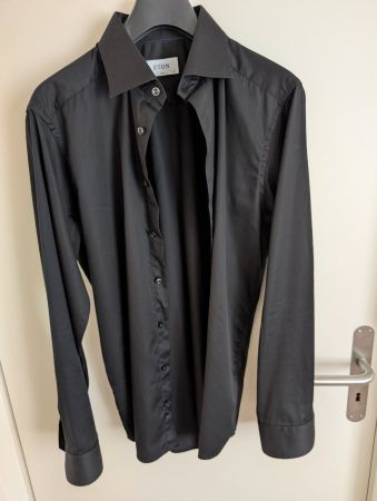 Eton Hemd, schwarz, Slim Fit, Grösse 40 (15 3/4), Baumwolle