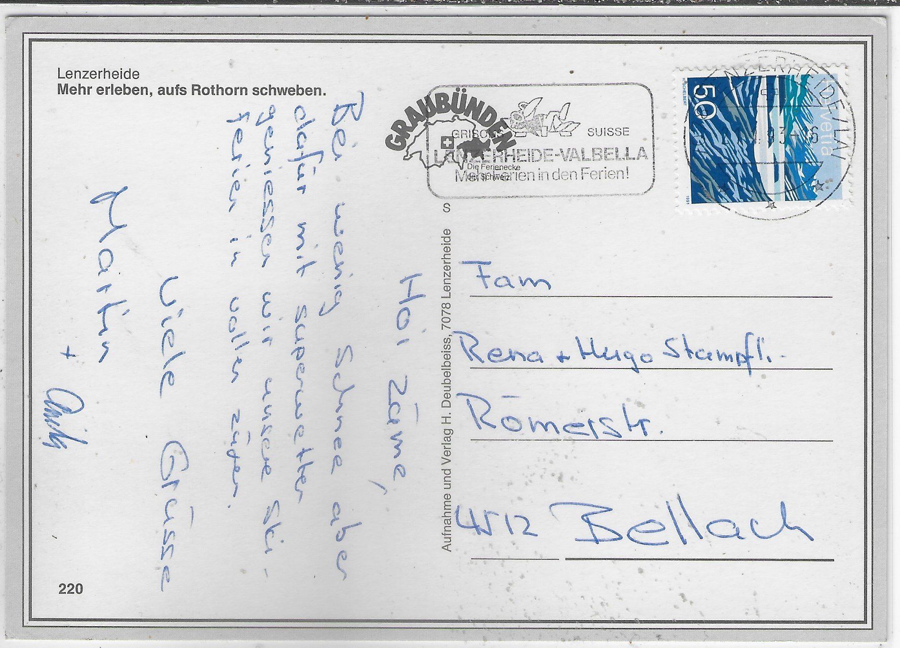 Cartoline postali: Lenzerheide - Rothorn-Bahn – Usato da Ettingen venduto da Kartenplanet 1