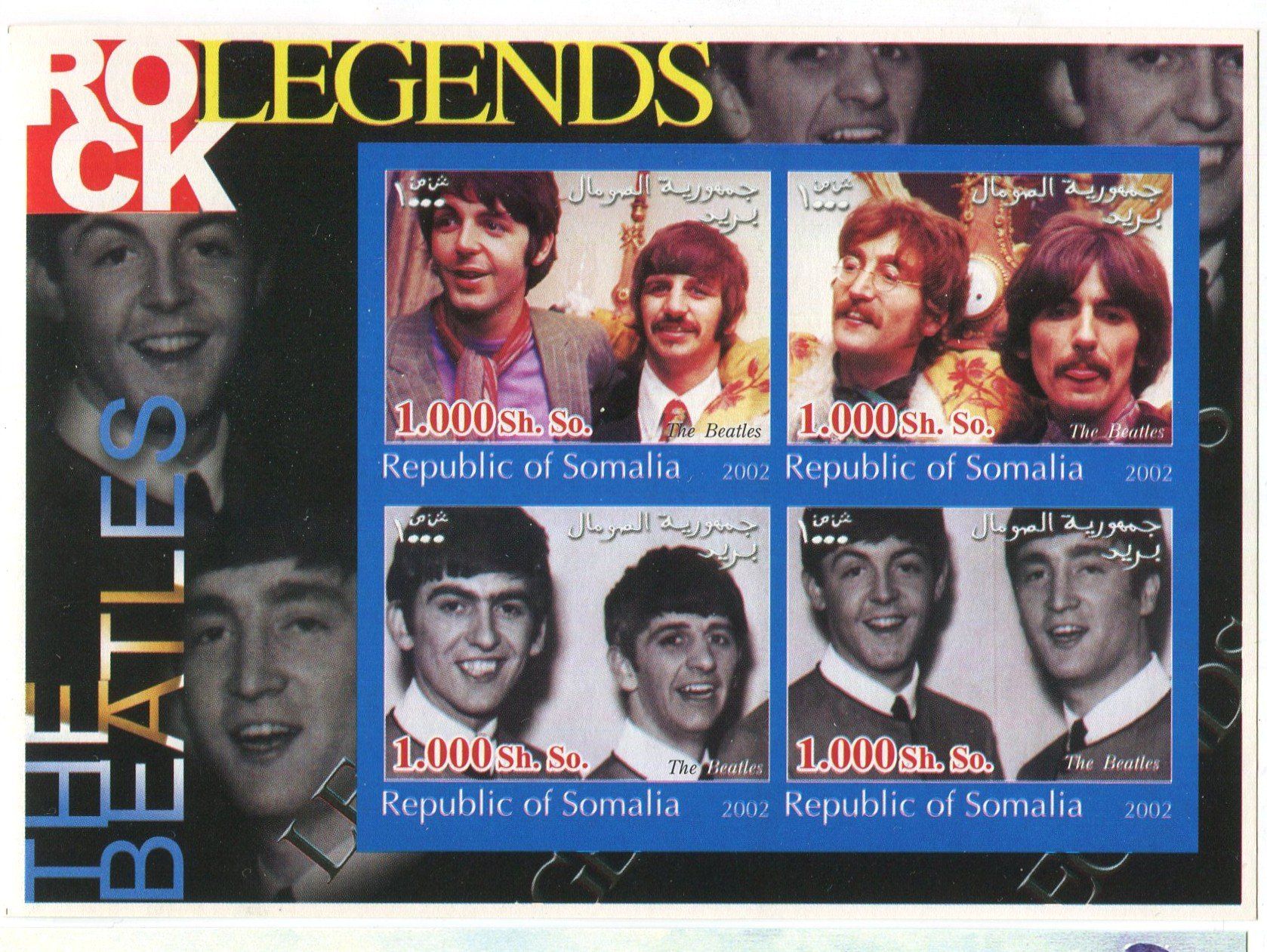 Tous les timbres: Block "The Beatles". Somalia. – Neuf avec emballage d'origine à Basel par Butsch5