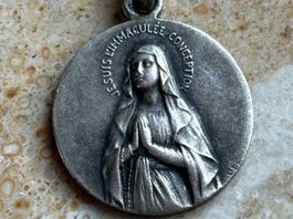 Silberner MARIA Anhänger Herz-Jesu Vintage