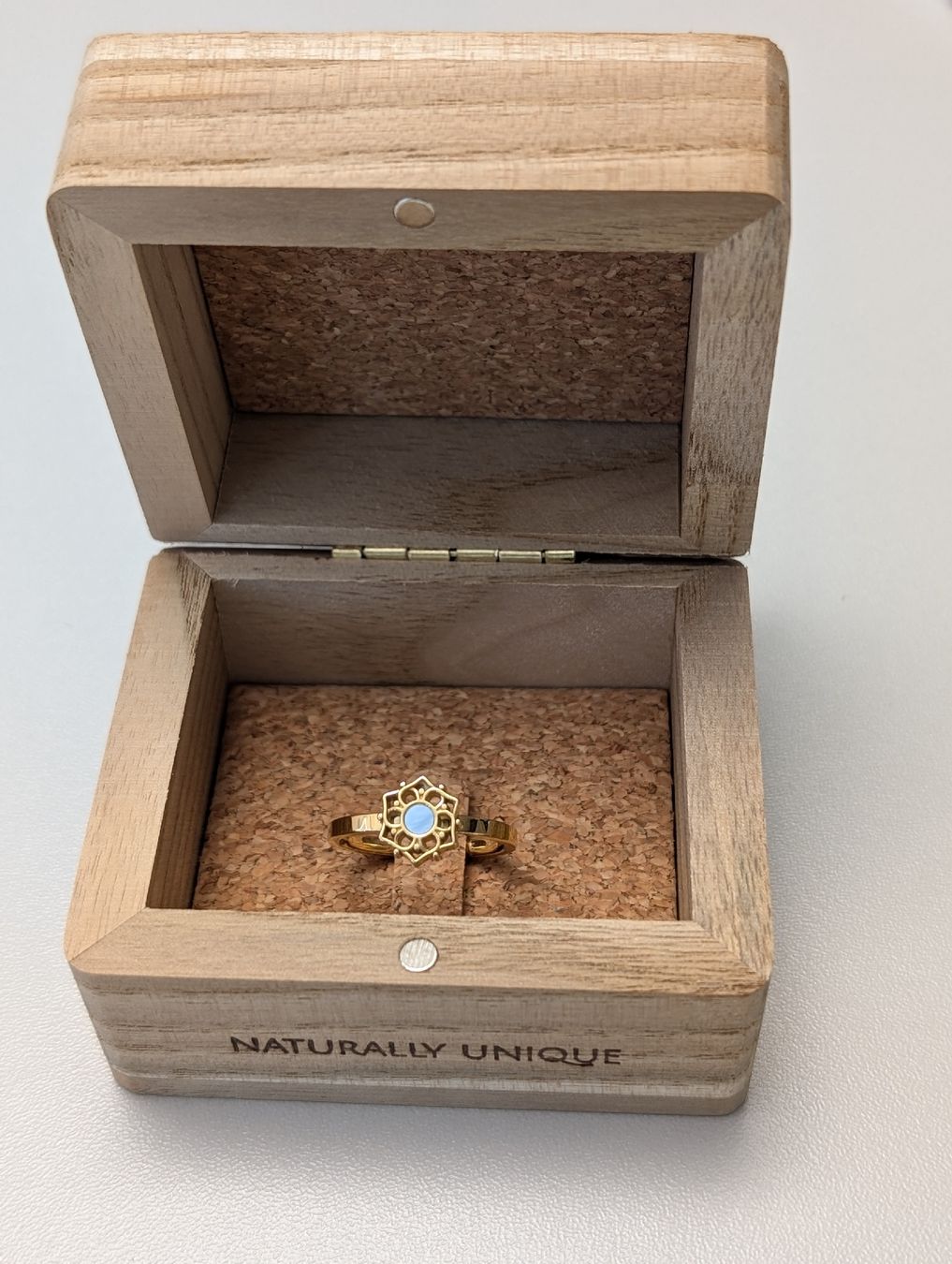 Anelli: Holzkern Ring Blaues Perlmutt & Gold – Nuovo (secondo la descrizione) da Stäfa venduto da IsaBach 3