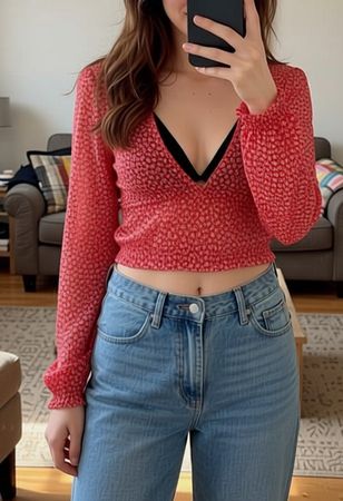 Blouse/cache coeur rouge