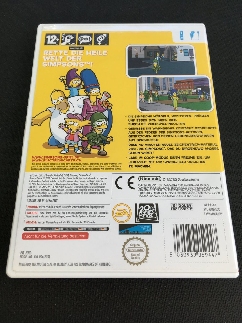 Nintendo Giochi: Die Simpsons das Spiel - Nintendo Wii – Usato da St.Gallen venduto da Punktchen01 1