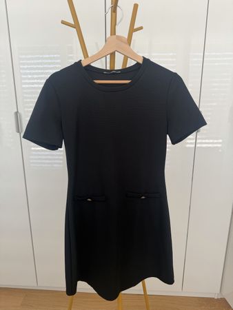 Zara Black Dress with Short Sleeves and Pocket Detail Size M