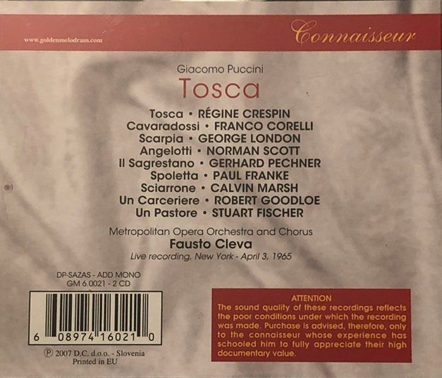 CD: Puccini - Tosca (Fausto Cleva) – Usato da Grüningen venduto da azulamarillo 1