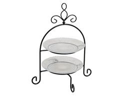 Etagere mit 2 Etagen Metall und Glas 22cm D28cm