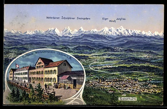 Cartoline postali: Litho Solothurn, Panorama mit Kurhaus We – Usato da Berlin venduto da bartko-reher
