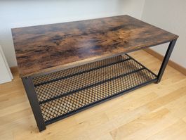 Couchtisch mit Ablage Metall Holzoptik braun 106x60
