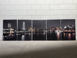 5-teiliges Wandbild London bei Nacht (Panorama)