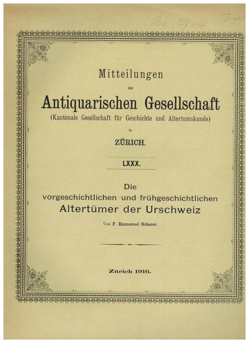 Bücher: Archäologie; Altertümer der Urschweiz – Neu (gemäss Beschreibung) aus Biel-Benken BL von rud_yc8p