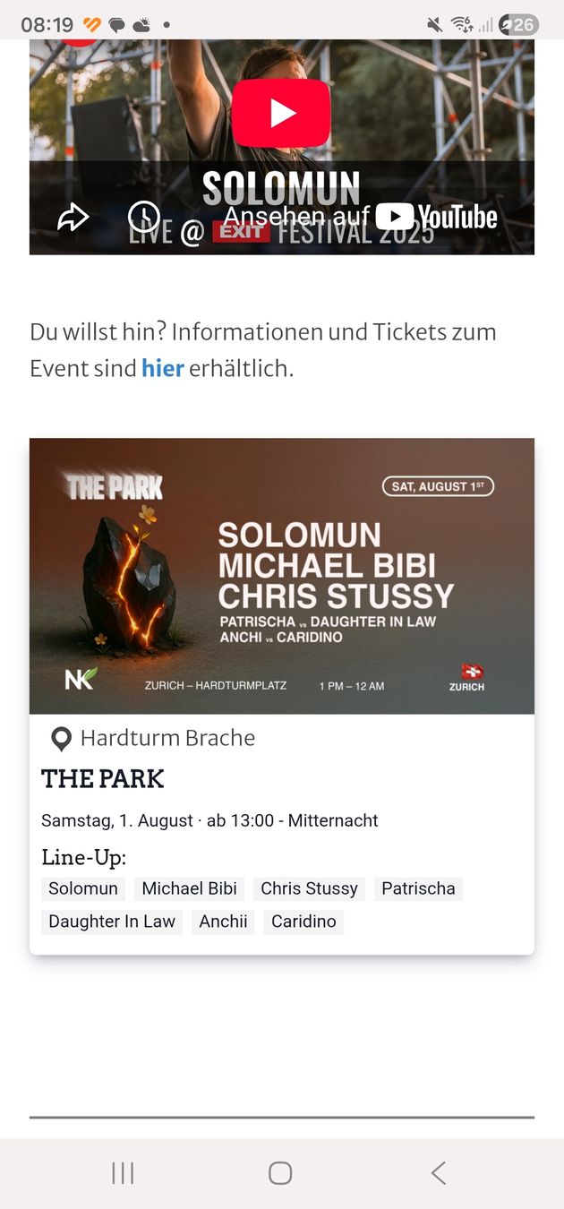 Tickets: Solomun Ticket Naturklang am 01.08.26 – Neu und originalverpackt aus Winterthur von Winti1993