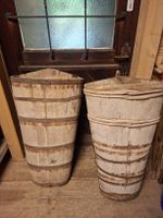 Antike Landwirtschaftsgeräte, Holzbottich für Trauben, Deco