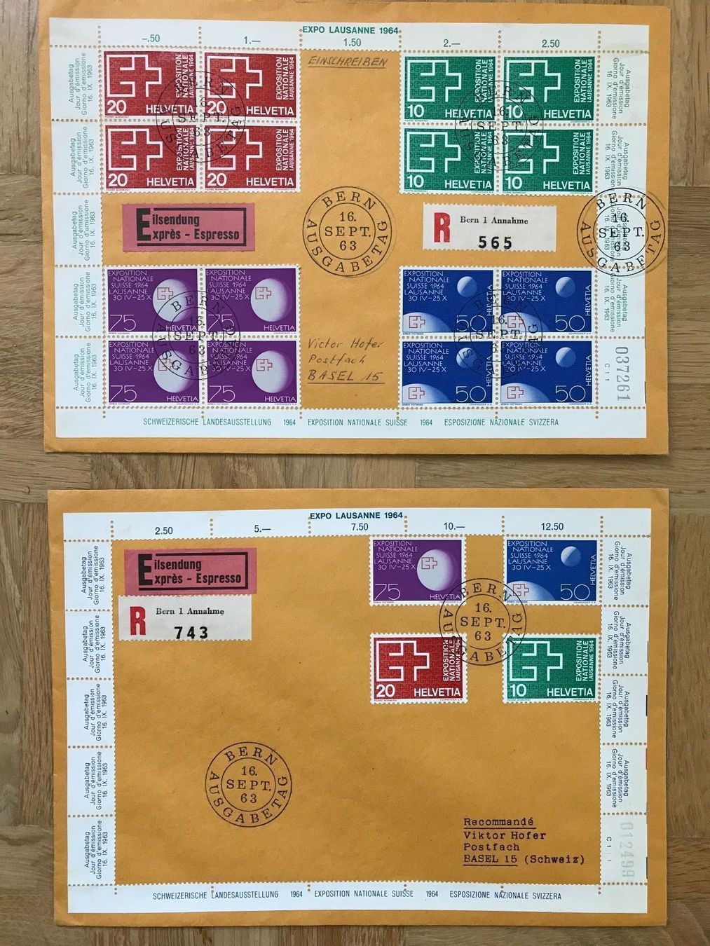 Tous les timbres: 1963, 2 Ersttagsbriefe mit ganzem Satz – D'occasion à stäfa par brandy66