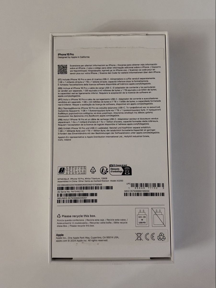 Apple Telefoni cellulari / Smartphones: Apple iPhone 16 Pro 128GB White Titanium – Usato da Zürich venduto da annina.n95t 8