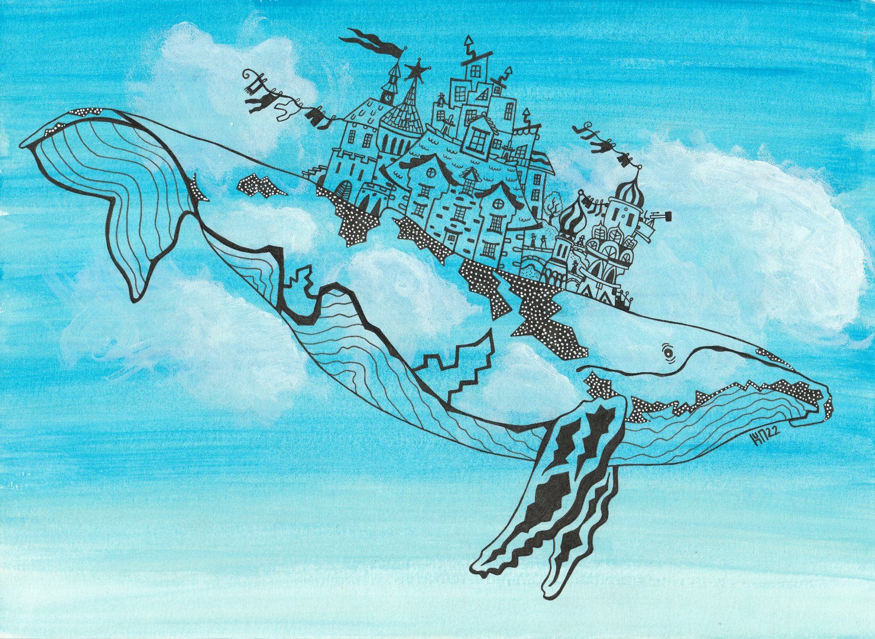 Dipinti: Baleine ville - Tableau (Hun) – Nuovo e nell'imballaggio originale da Romainmôtier venduto da Iguazu12