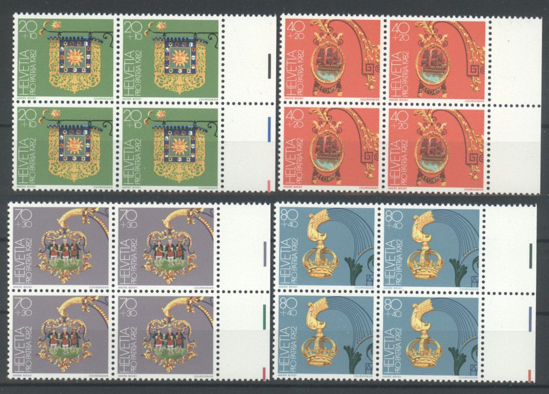 Tutti i francobolli: 1982, Pro Patria, Viererblock ** – Usato da Willisau venduto da Vollstempel