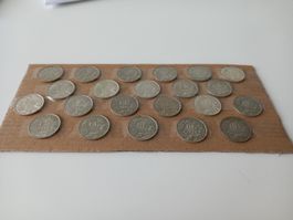 22 Stück 1 Fränkler Silbermünzen