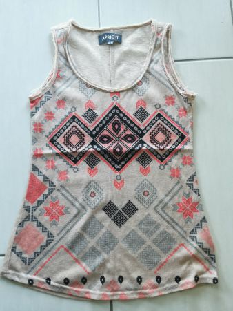 Ärmelloses, mehrfarbige Shirt, Gr. S, Apricot