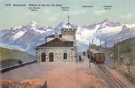 Gornergrat (VS) Eisenbahnstation mit Dent Blanche Gabelhorn