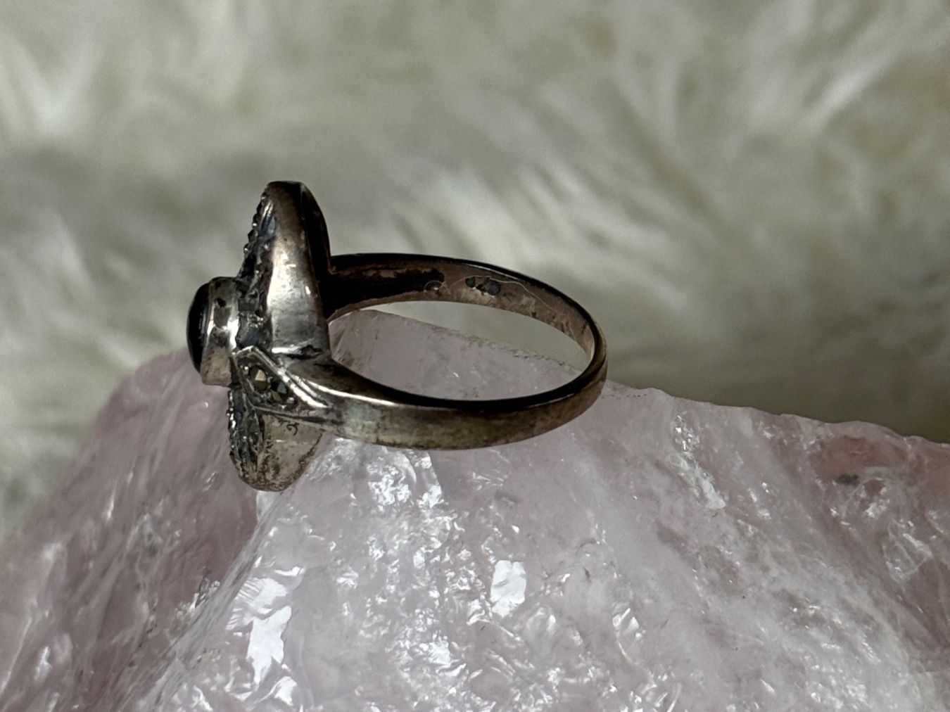 Anelli: Vintage Silberring 925 mit schwarzem Stein – Usato da Istighofen venduto da Ringparadies 1