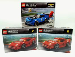 3x Lego Speed Champions: Chevrolet & 2x Ferrar, NEU