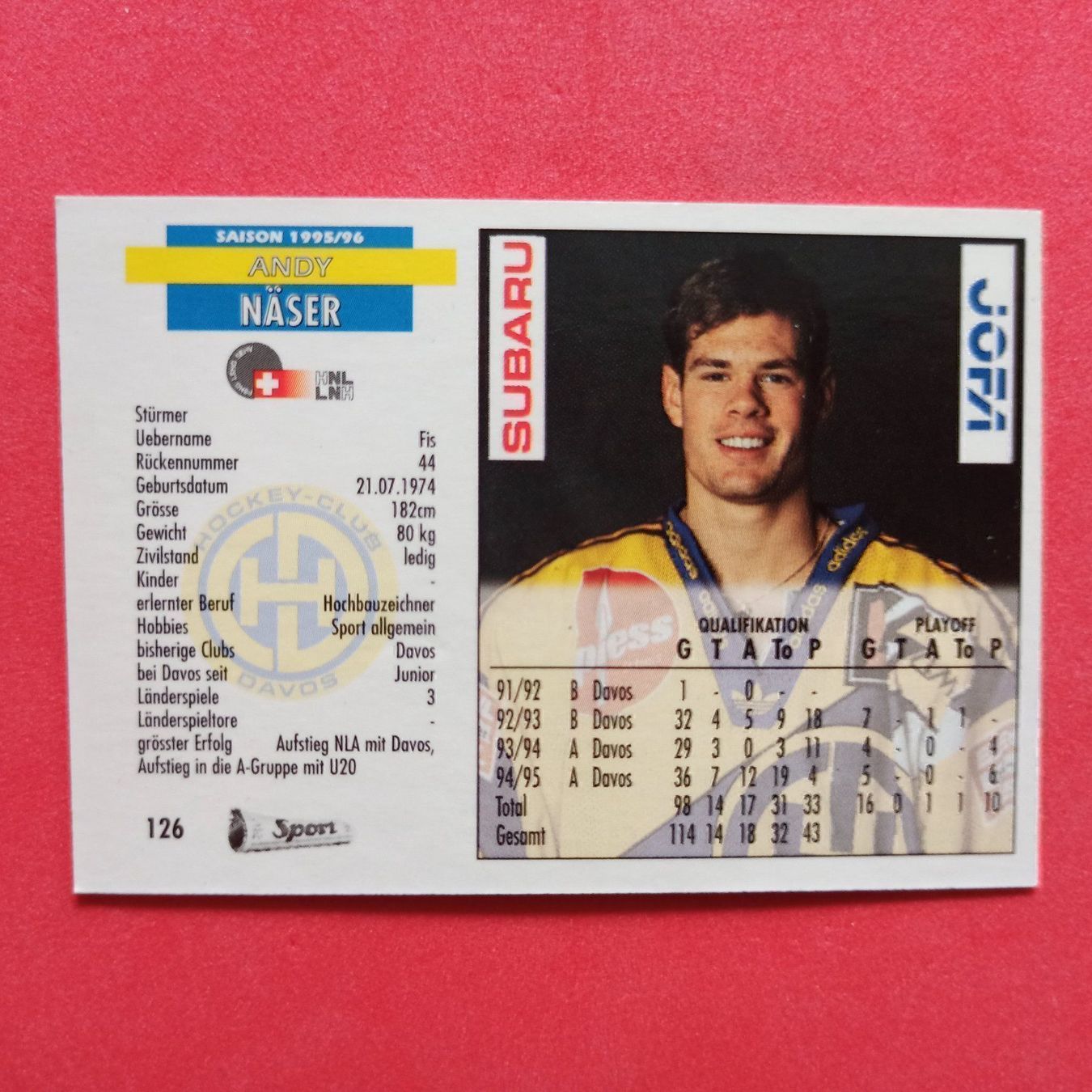 Sammelbilder & Trading cards: Andy Näser - HC DAVOS CARD - 1995/96 – Gebraucht aus Dübendorf von kb86_MOVIE 1