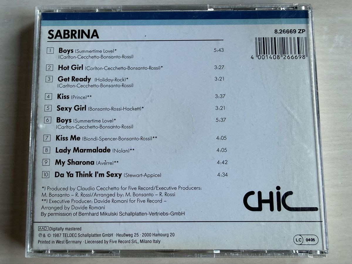 CD: Sabrina - CD - 1987 ink. Hit Boys – Usato da Oberried Brienz venduto da Chyara 1