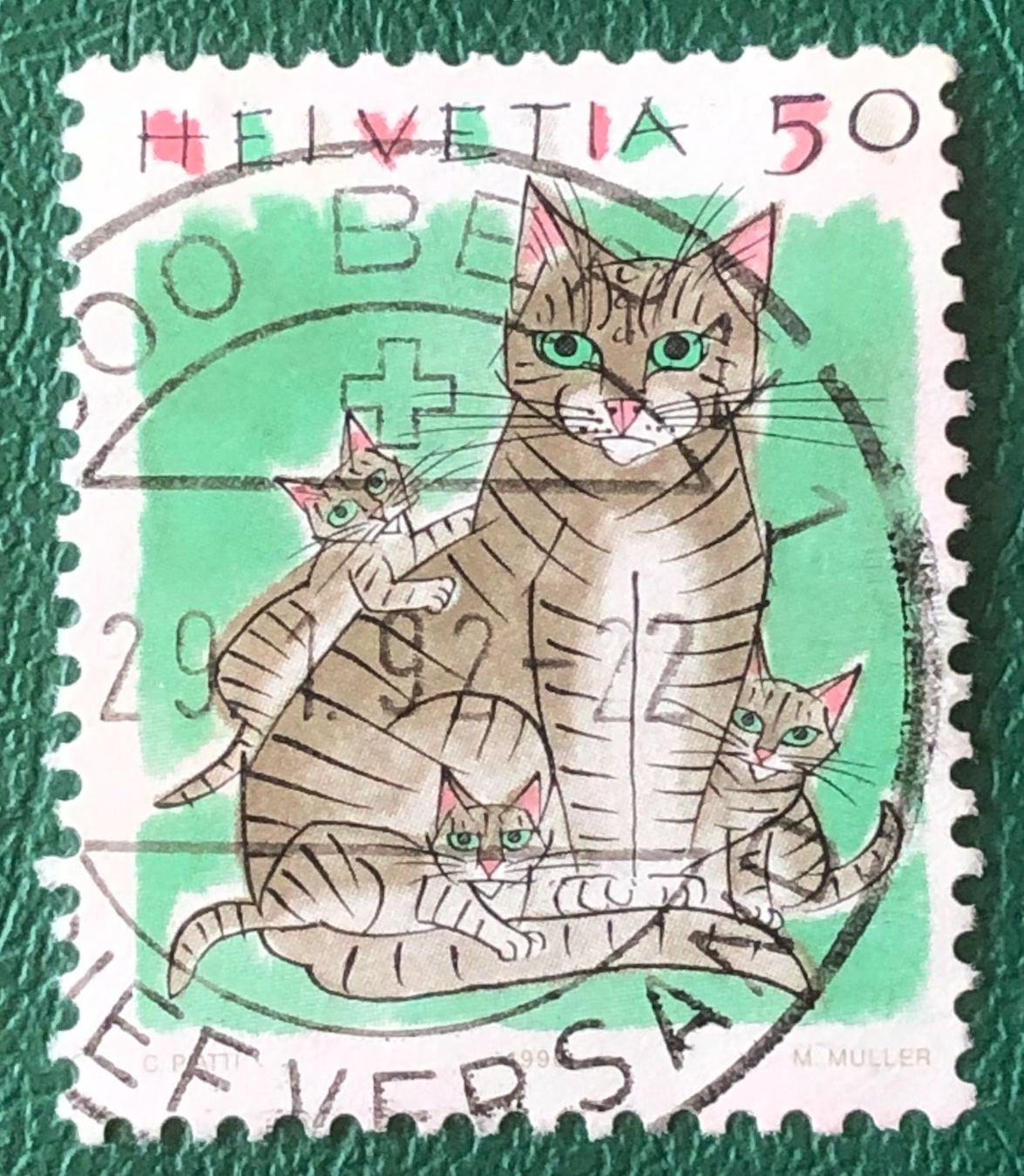 Alle Briefmarken: Nr.790 mit VollStempel Katzen 1990 Bern – Gebraucht aus Aarau von Billa007