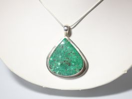 Silber 925 Anhänger / Pendentif Argent - Echte grüne Türkis