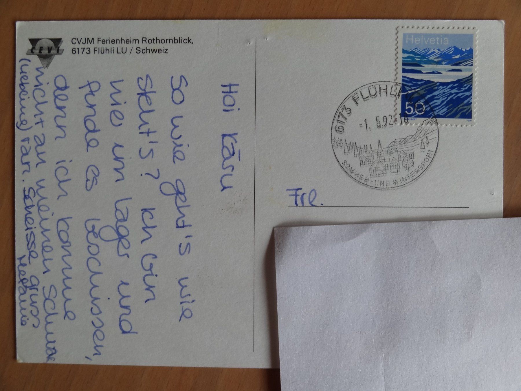 Cartoline postali: Flühli - Ferienheim Rothornblick - 1992 – Usato da St Léonard venduto da Riglin 1