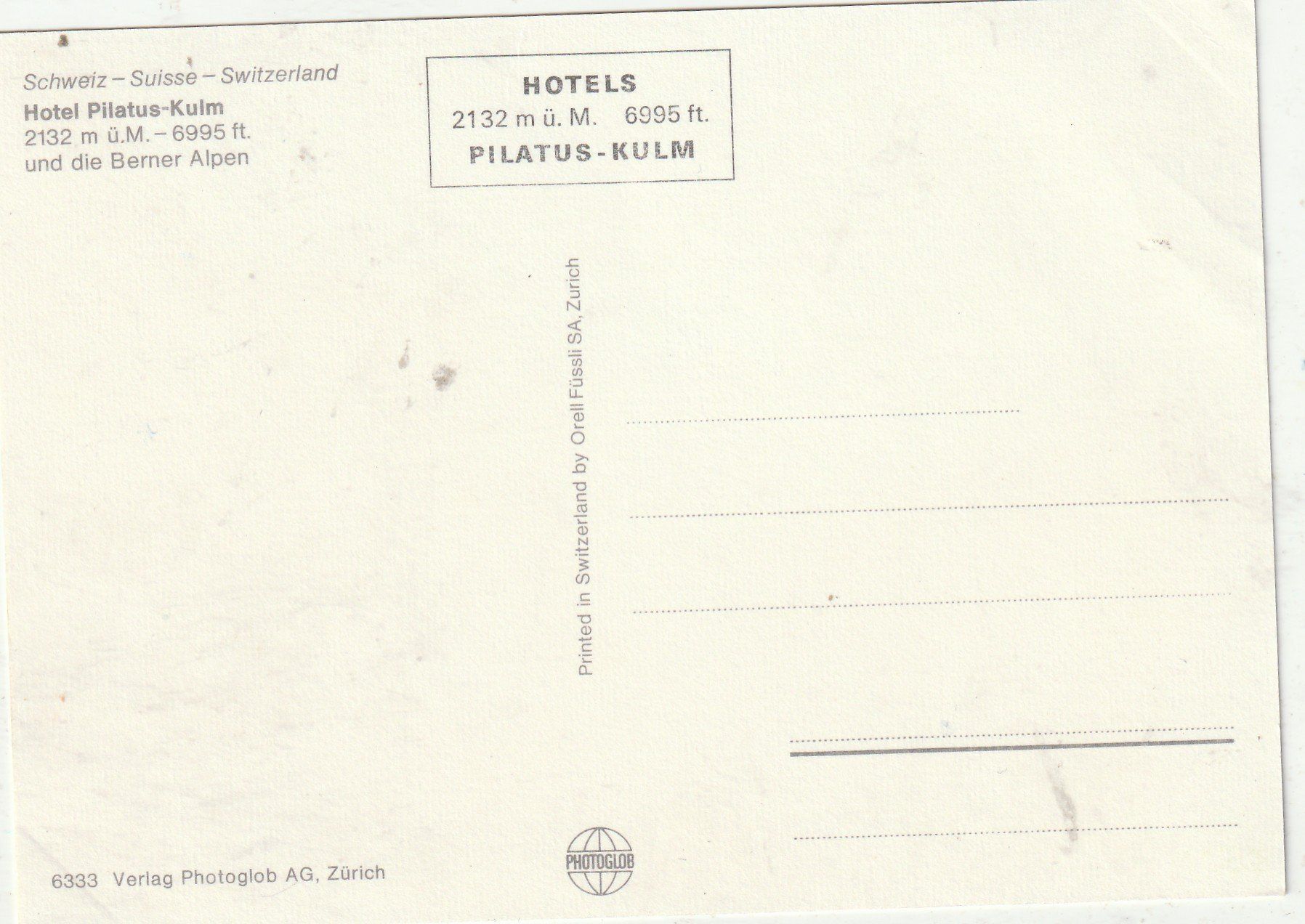 Cartes postales: Hotel Pilatus Kulm – D'occasion à Lumbrein par made02 1