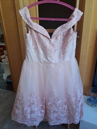 Festliches Kleid Chi Chi London Gr 42 rosa Spitze Tüll 