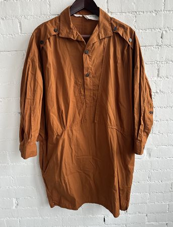 Oversize Hemdblusenkleid von Mango in Rostbraun / Gr. XS-S