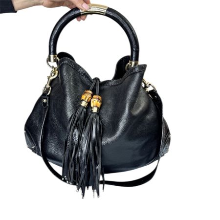 gucci hobo vintage indy babouska bamboo bag black leather