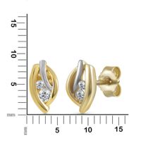 Paar Ohrstecker Gold zweifarbig Zirkonia weiß