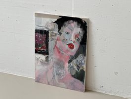 Expressives Frauenportrait, Öl auf Leinwand, 1980er Jahre