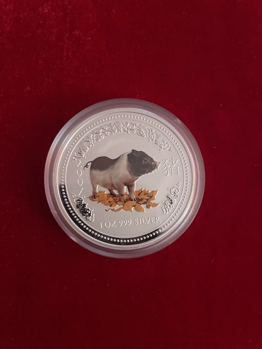 Tutti le monete: 1oz Lunar 1 Schwein 2007 Farbig – Nuovo e nell'imballaggio originale da Obergösgen venduto da Camaro_zl1