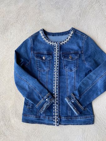 Tolle Jeansjacke Perlenbesetzt Grösse M