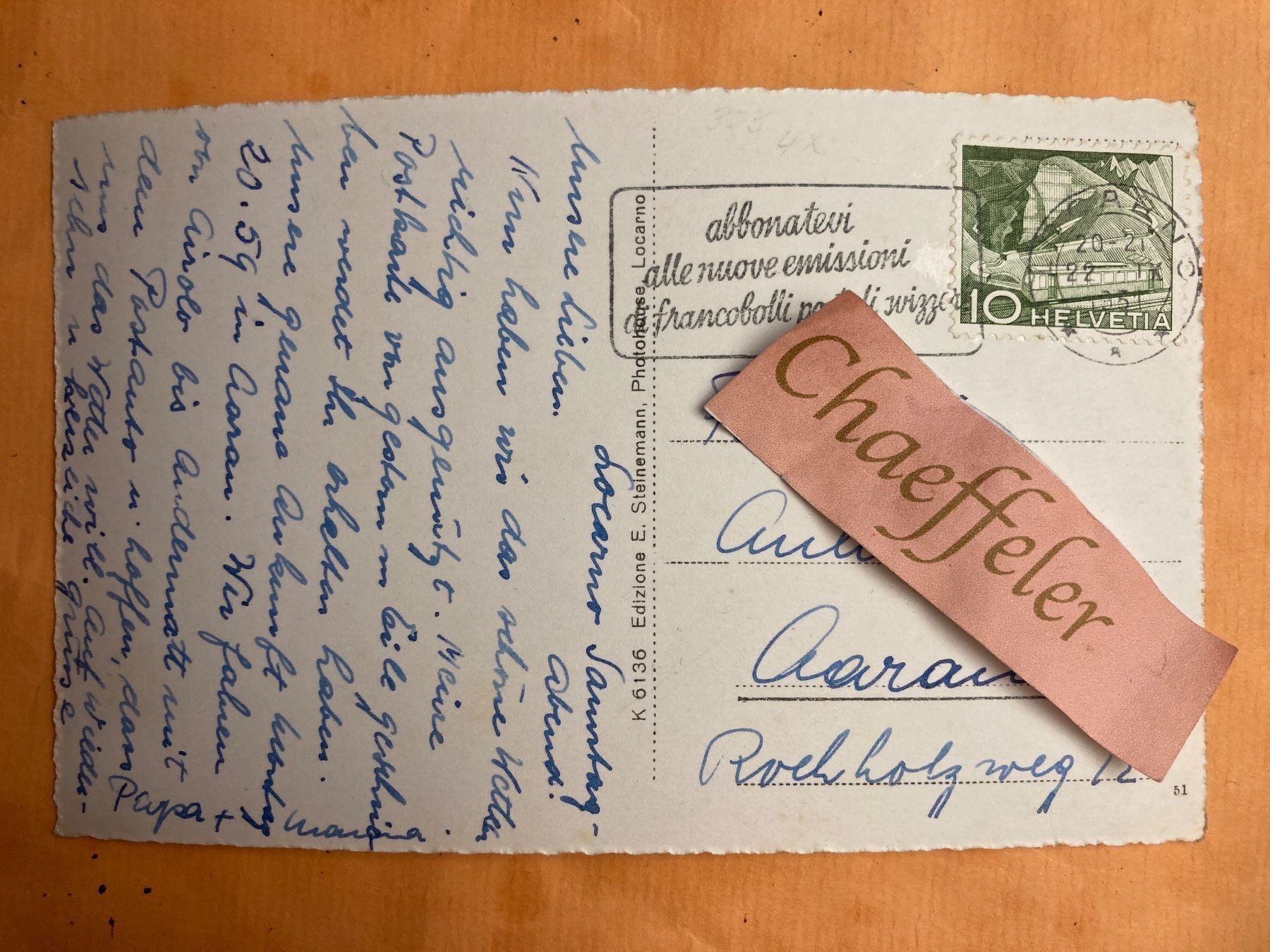 Cartoline postali: 1951 Indemini – Usato da Zürich venduto da Chaeffeler 1